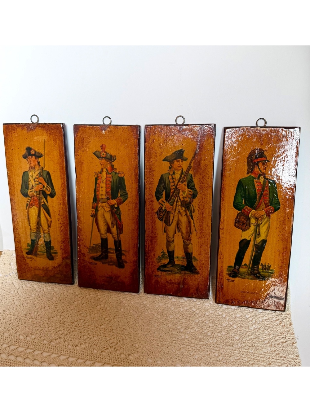 Vintage Frederick Elmiger Revolutionary War Soldier Wall Plaques Set of 4